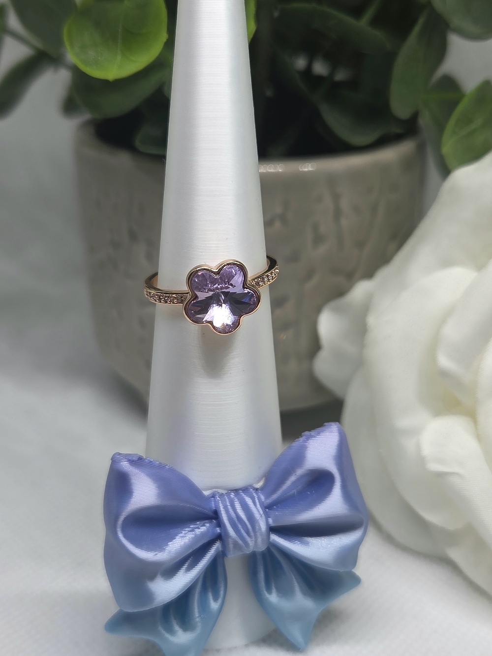 BP Kids Ring - Rose Gold Flower with Lilac Crystal